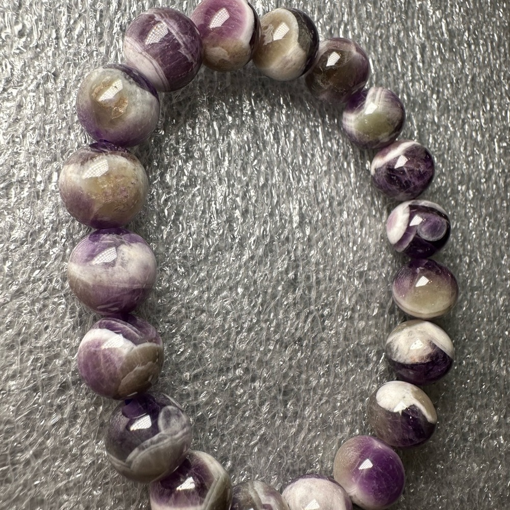 10MM Dreaming/Chevron Amethyst Natural Crystal Bracelet